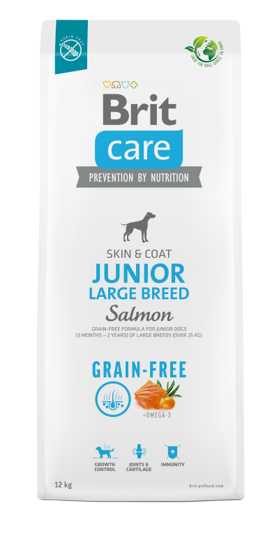 Brit Care Dog Grain-Free Junior Large Breed Salmon kutyatp, tp kutynak, szraz eledel, kutyaeledel