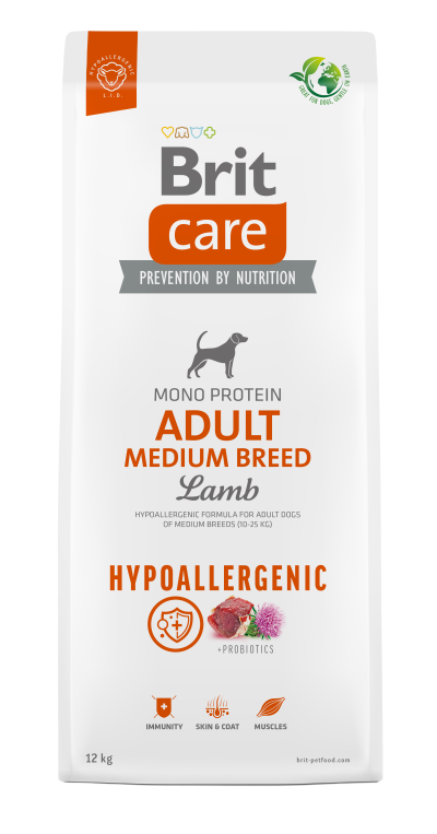 Brit Care Dog Hypoallergenic Adult Medium Lamb kutyatp (2x12kg)